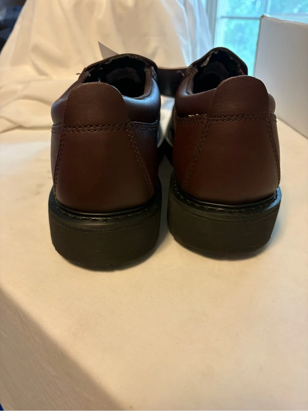 Work America Men’s Brown Oxford Slip-On Casual Loafers